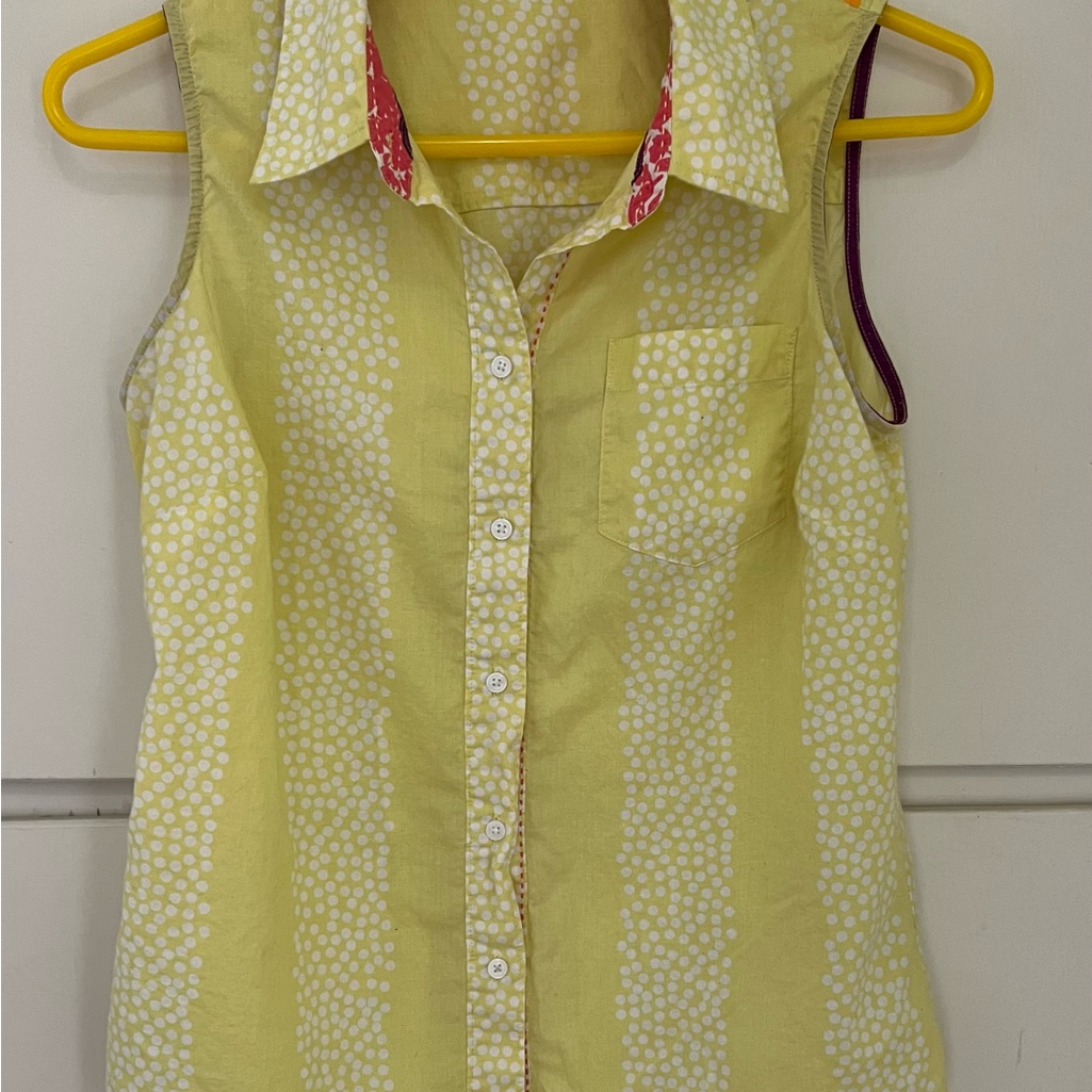 Yellow Polka Dot Sleeveless Blouse